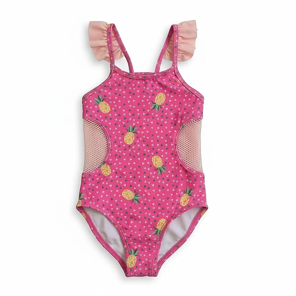 NWT! Dot Dot Smile Girls Pink Pineapple Print One-Piece Swimsuit